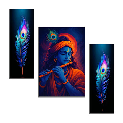 MDF Krishna art pooja room