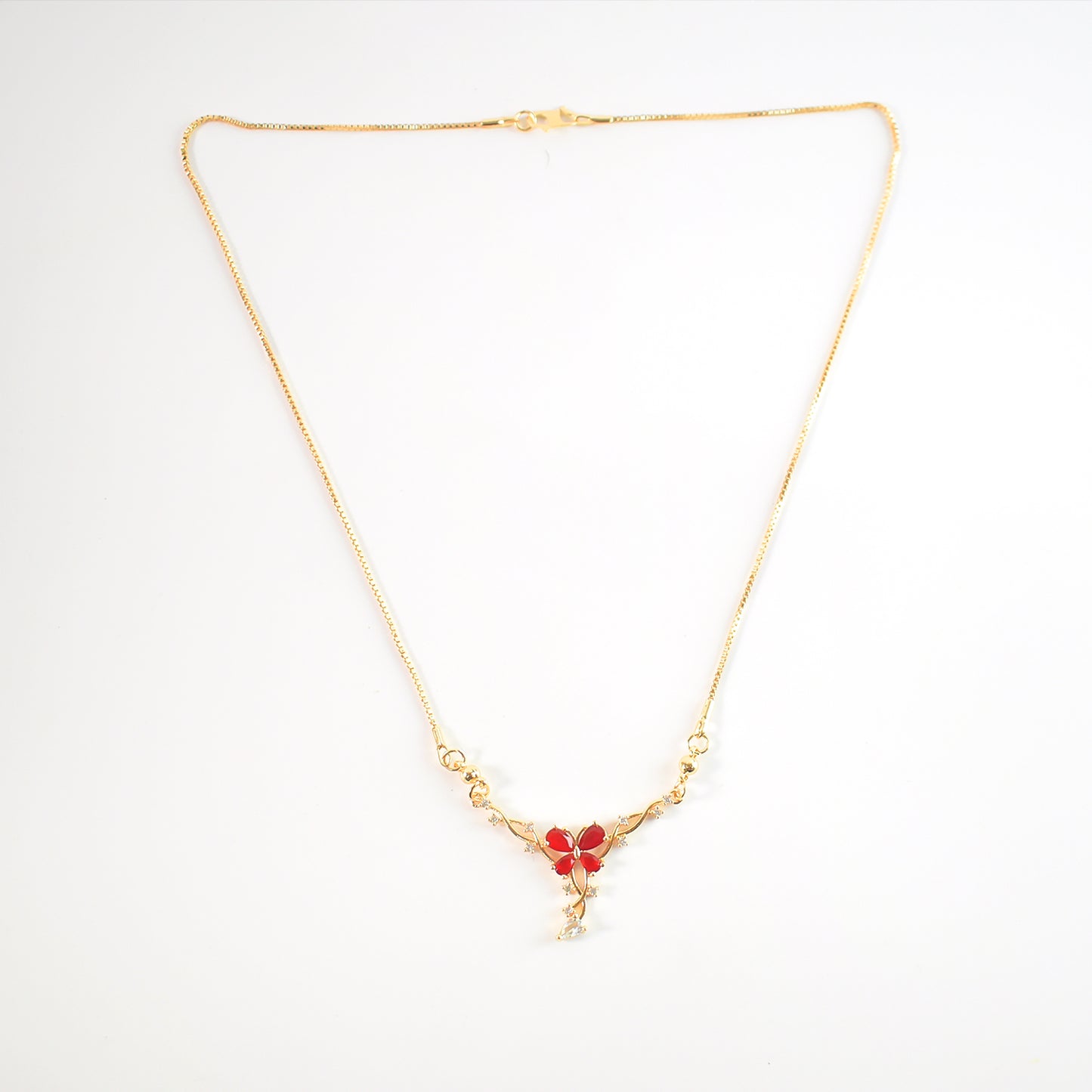 Charming Red Butterfly Gold-Plated Pendant Necklace for Women