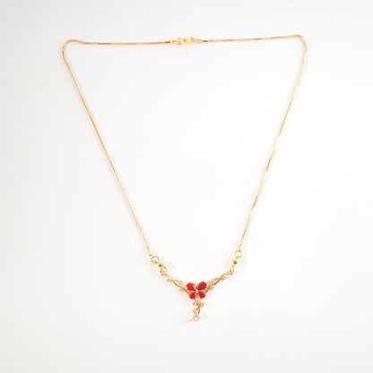 Charming Red Butterfly Gold-Plated Pendant Necklace for Women
