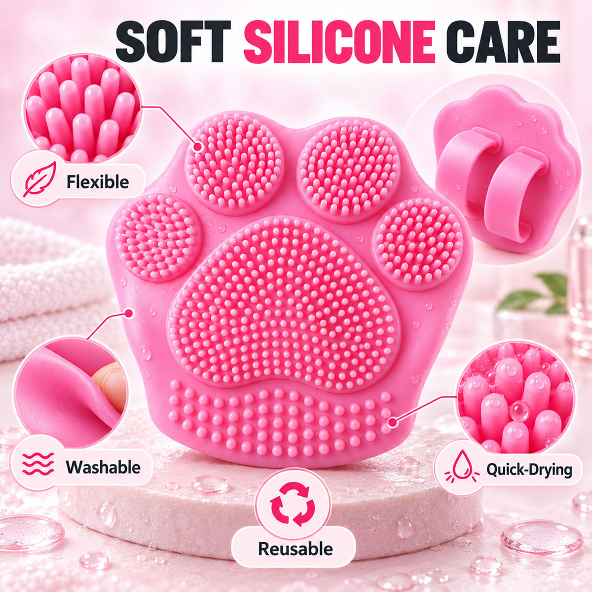 Silicone Face Scrubber, Paw Shape Finger Facial Cleansing Brush (1 Pc)