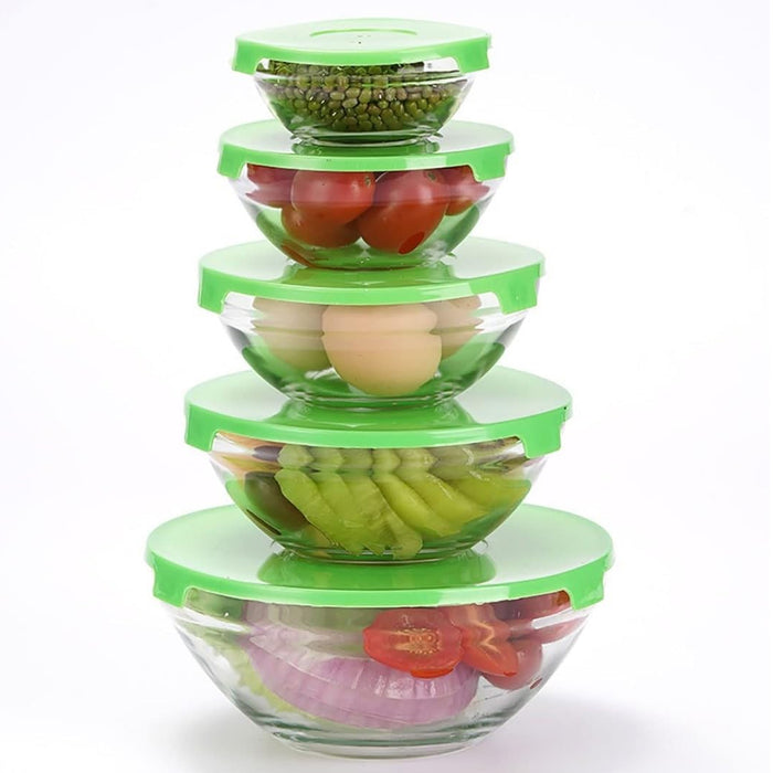 Stackable Glass Mixing Bowls with Lids