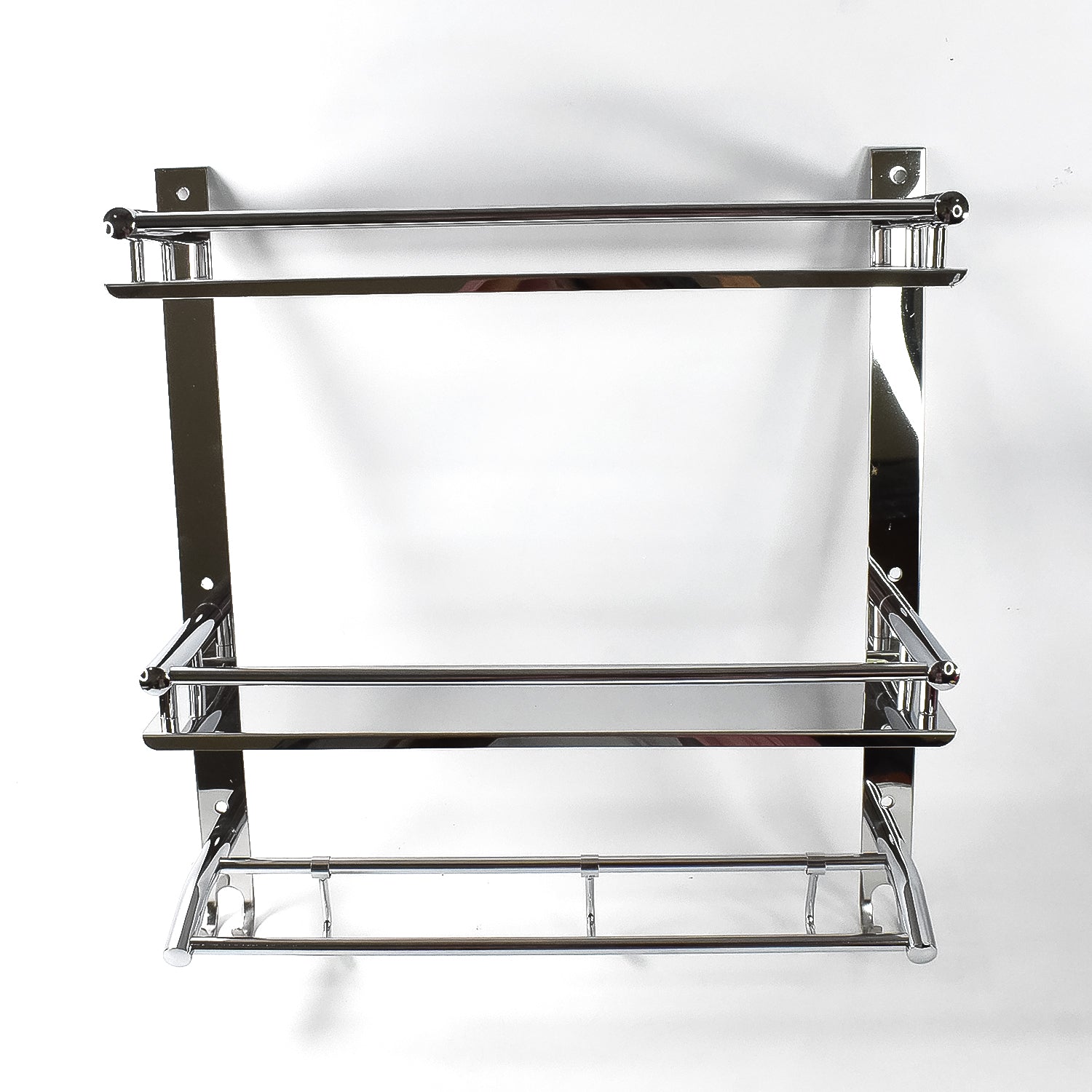 Stainless Steel Wall-Mount 2 Tier Self With Towel Bar