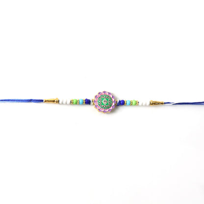 Decorative Designer Rakhi with Floral Centerpiece