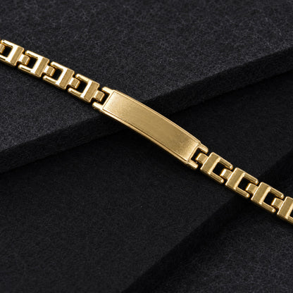 Customized Name Engraved Golden Plate Link Chain Bracelet (1 Pc)