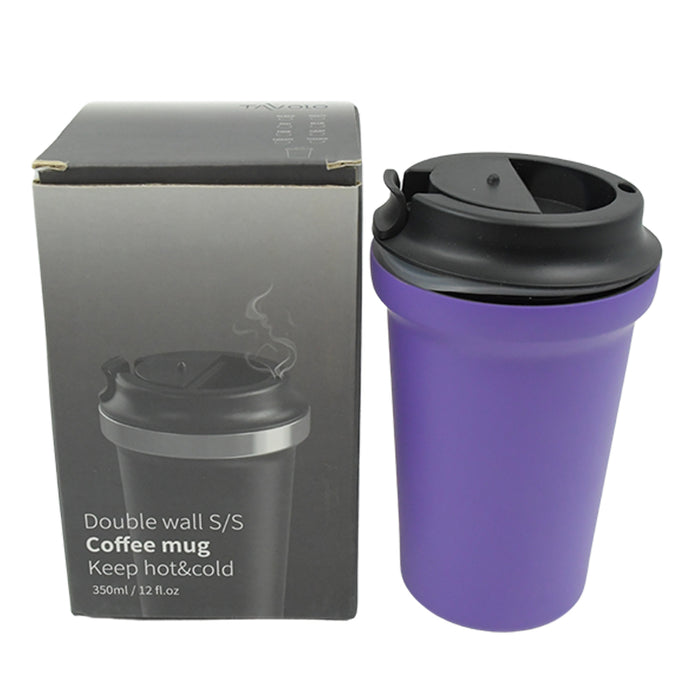 12524 Stainless Steel Vacuum Insulated Coffee Cups Double Walled Travel Mug, Car Coffee Mug with Leak Proof Lid Reusable Thermal Cup for Hot Cold Drinks Coffee, Tea (1 Pc 350ML)