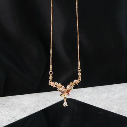 Graceful Gold-Plated Leaf Design Pendant Necklace for Women