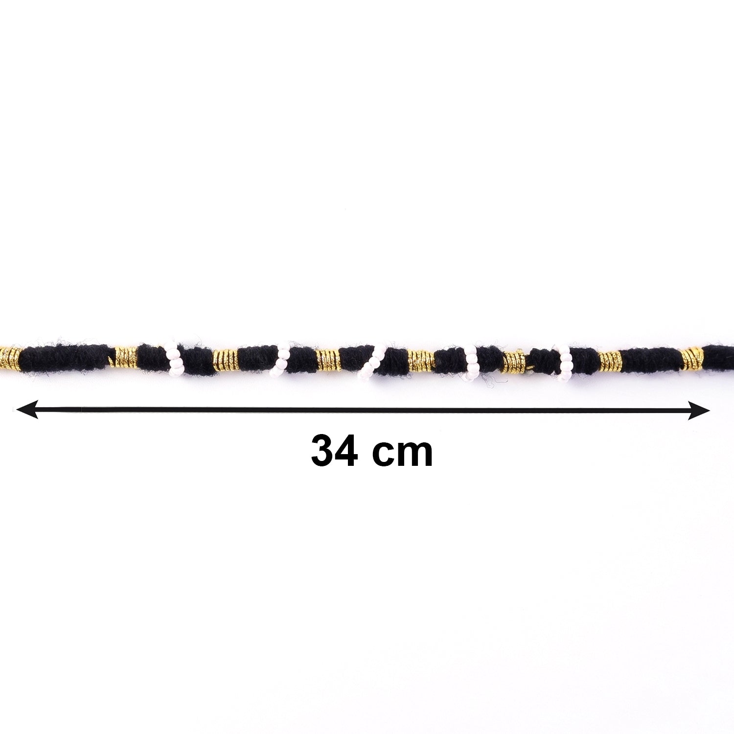 Handmade Black Bracelet Rakhi with White Beads (1 Pc)