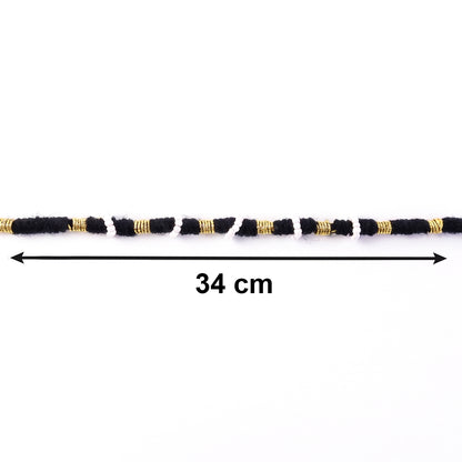 Handmade Black Bracelet Rakhi with White Beads (1 Pc)