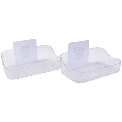 Wall-Mounted Transparent Soap Dish Holder Set