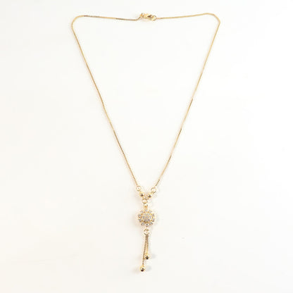 Gold-Plated Sparkling Floral Pendant Necklace for Women