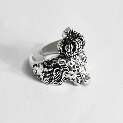 Silver Lion Head Ring