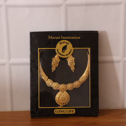 Premium Round Emblem Choker Necklace Set – Stylish Traditional Jewellery for Festive Glam