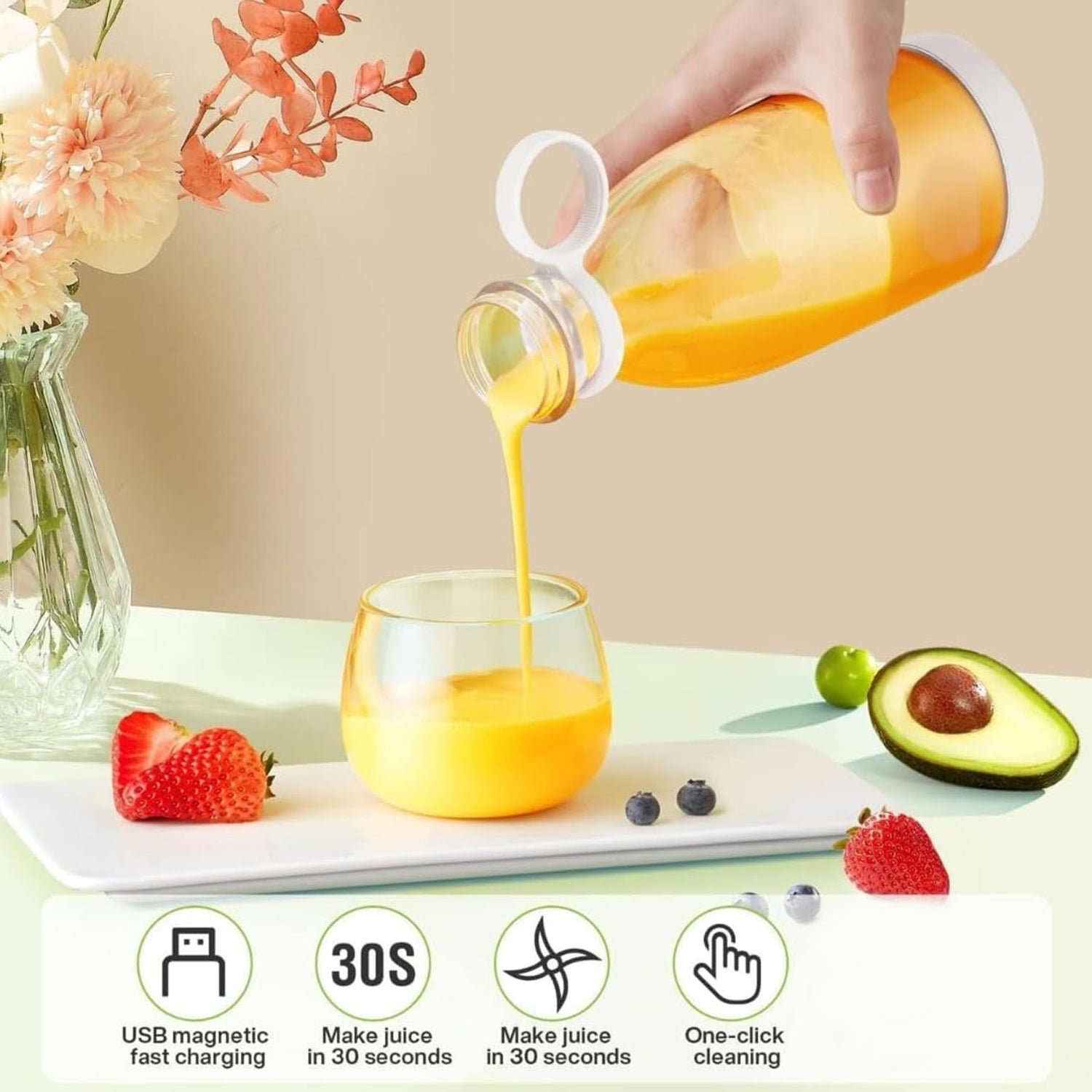 Blender Portable Juicer with 6 Blades 380 Ml Multicolor