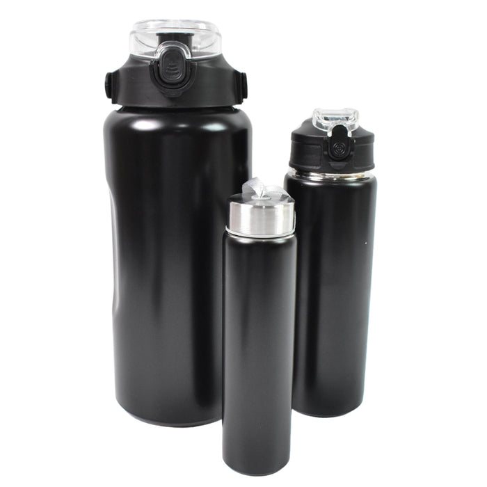 Customized / Personalized 3 In 1 Stainless Steel Insulated Water Bottle, Double Wall Vacuum (3 Pcs Set / Different Size)