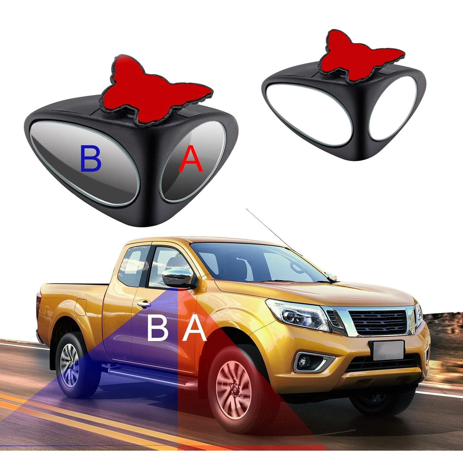 2 in 1 Car Blind Spot Mirror 360 Rotation Adjustable HD Glass (1 Pc)