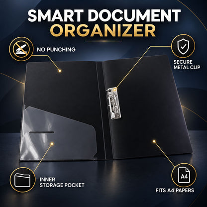 Clip Document Folder – Secure, Foldable A4 Organizer for Office