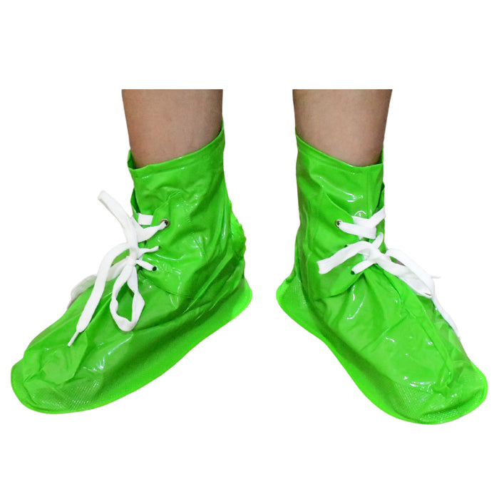 Plastic Shoes Cover Reusable Anti-Slip Boots Zippered Overshoes Covers & Shoe laces Waterproof Snow Rain Boots for Kids / Adult Shoes, for Rainy Season (1 Pair)