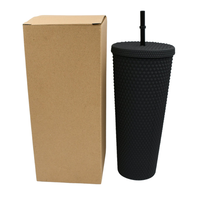 Reusable Studded Tumbler with Straw & Leak Proof Lid (1 Pc, Mix Colors)