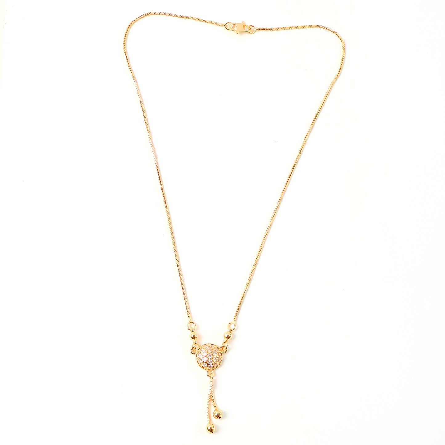 Elegant Gold-Plated Round Pendant Necklace with Dual Hanging Chains for Women