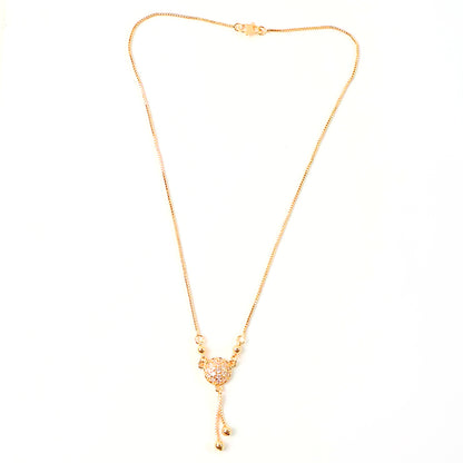 Elegant Gold-Plated Round Pendant Necklace with Dual Hanging Chains for Women