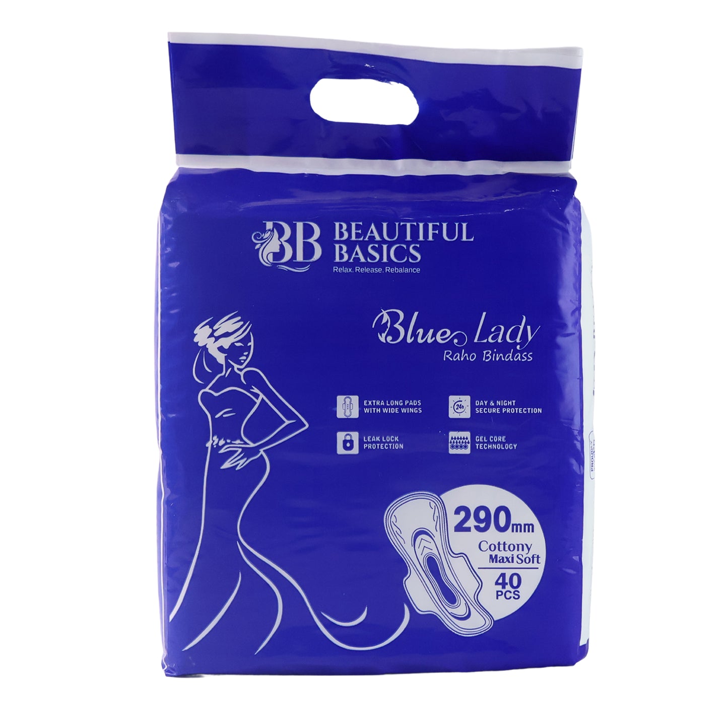 Blue Lady Extra Long Pads With Wides Wings Sanitary Pads – 290 mm, 40-Pack