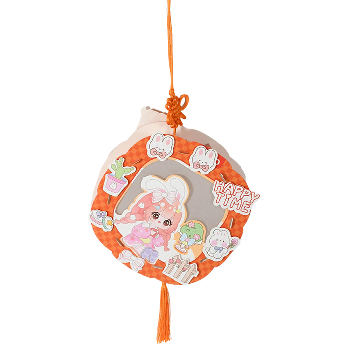 17507 DIY Traditional Lanterns Handmade Cartoon Paper Lanterns, Antique Portable Lantern Hollow-Out Projection Luminescent LED Lamp DIY Hanging Paper Lanterns for Festival Party Decor