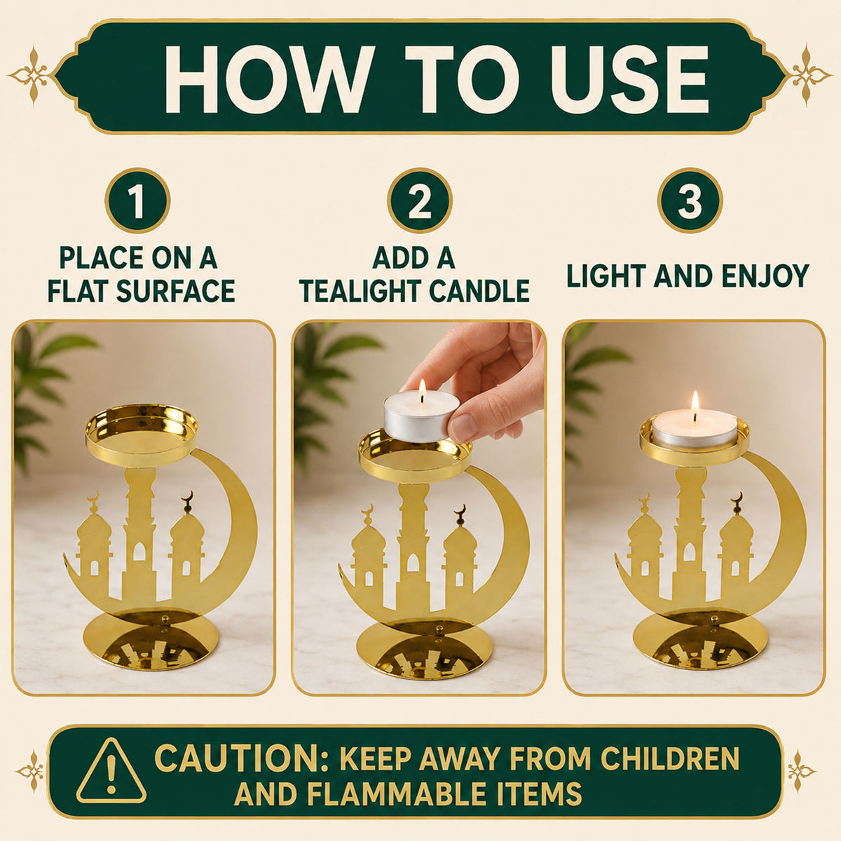 Golden candle holder white bg