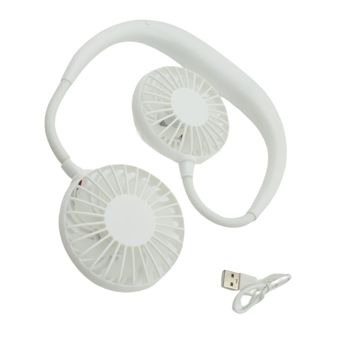 0896 Portable Fan USB Rechargeable Mini Hand Free Personal Fan Adjustable Speed Wearable Neckband Fan for Camping Traveling Office Room Outdoor (1 Pc )