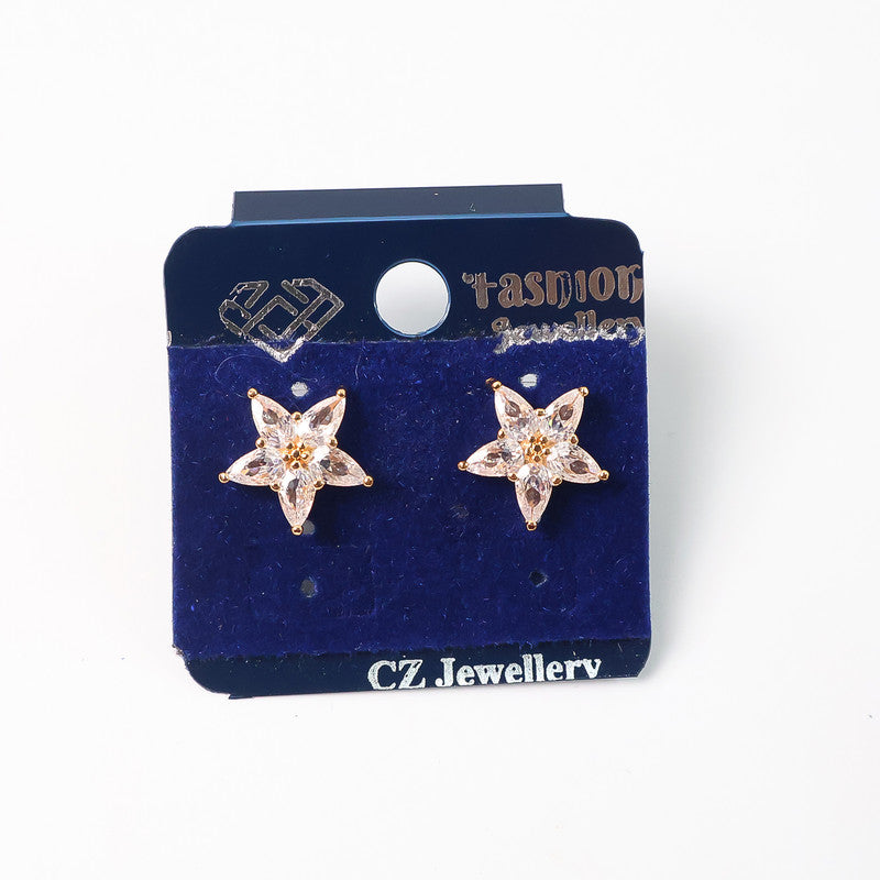 Sparkling Star-Shaped CZ Stone Stud Earrings for Women