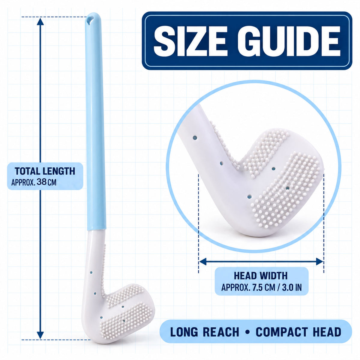 Close-up of golf shape toilet cleaner brush.