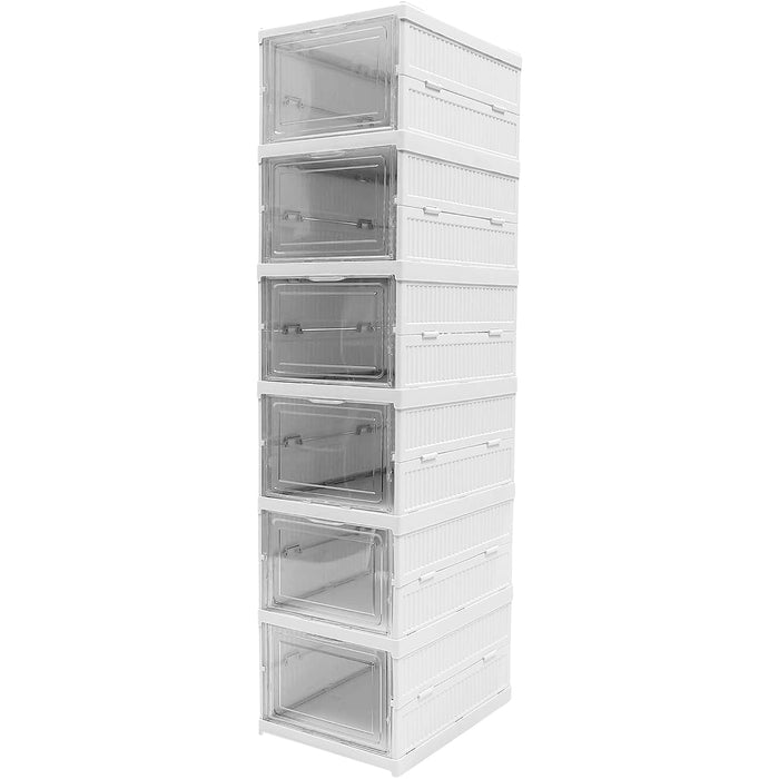 Stackable Multifunctional Storage, for Clothes Foldable Drawer Shelf Basket Utility Cart Rack Storage Organizer Cart for Kitchen, Pantry Closet, Bedroom, Bathroom, Laundry (2, 3, 4, 5, 6 / Layer 1 Pc)