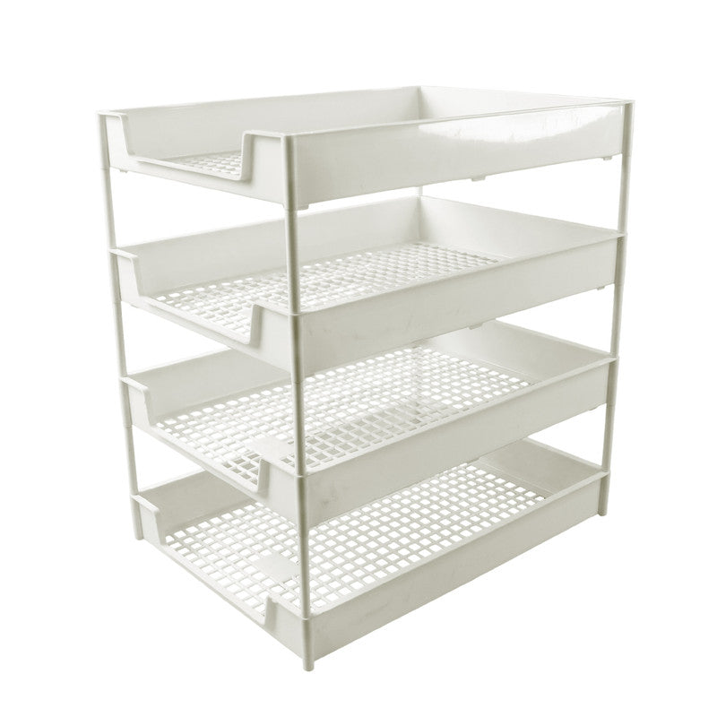 Office Mate 4-Layer Executive Document Tray | Premium Plastic Multi-Tier File Organizer (37.5 cm x 27.5 cm x 40 cm)