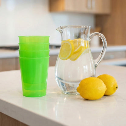 Reusable Plastic Drinking Tumblers - 4-Piece Transparent Water Cup Set