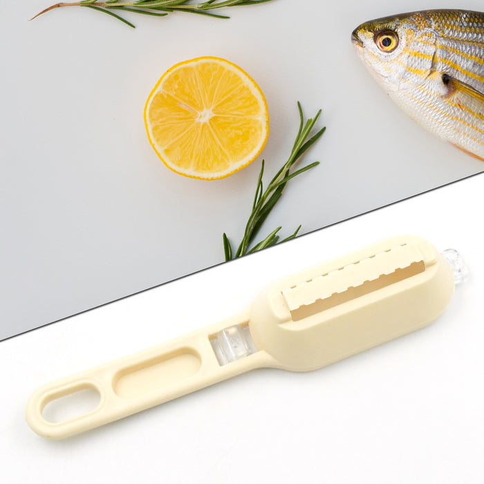 0112 Plastic Fish Scales Graters Scraper, Fish Skin Brush Fish Cleaning Tool Scraping Scales Device with Cover Home Kitchen Cooking Tools 1 Pieces