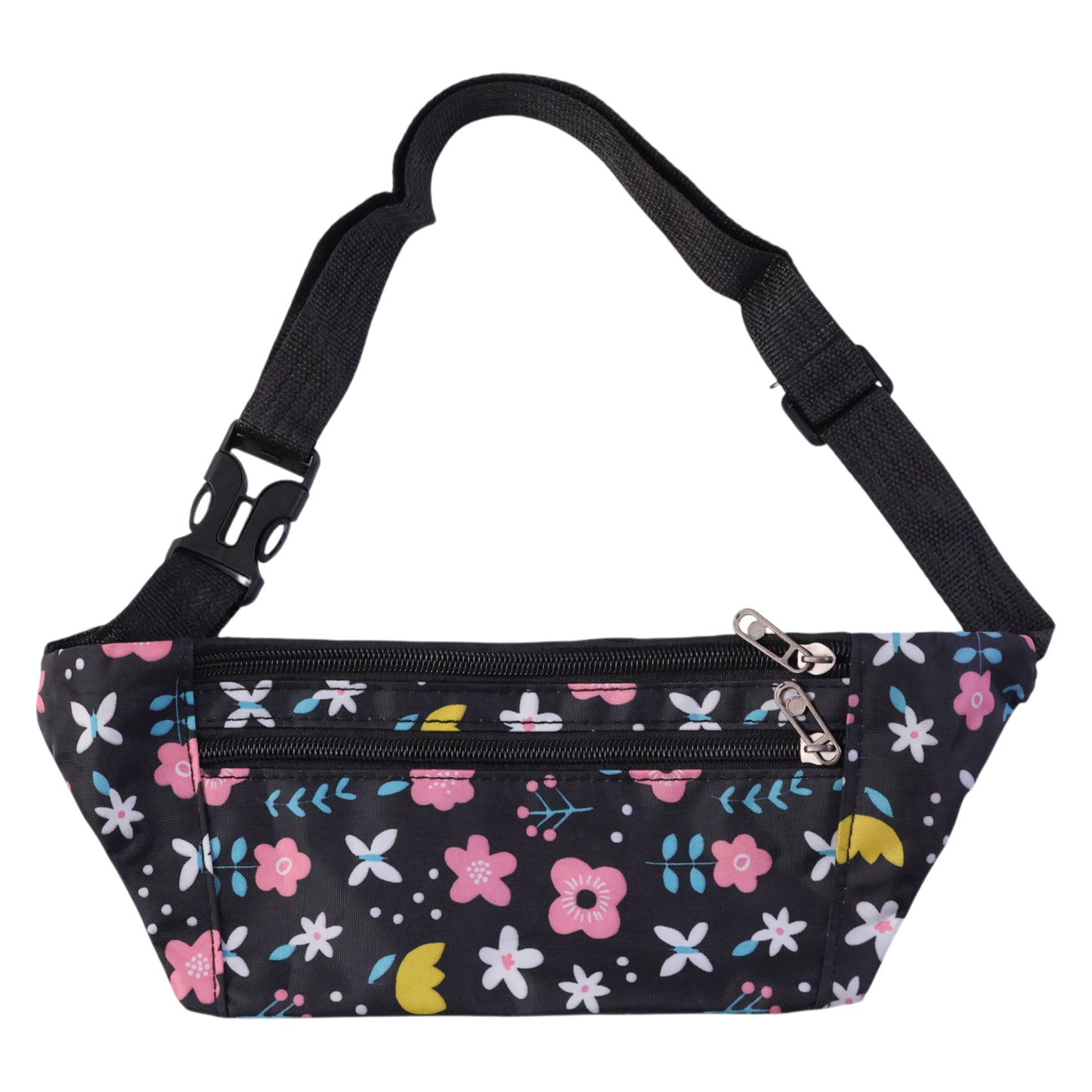 Floral belt bag with multiple compartments