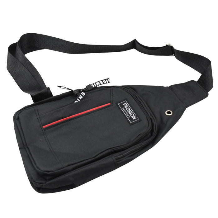 Waterproof Anti Theft Cross-body fanny pack waist bag, Shoulder Bags Chest Men Casual fashion USB Charging earphone hook Sling Travel Bag (1 Pc)