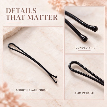 Metal Bobby Hair Pins with Rounded Tips for Buns and Daily Hairdos (32 Pc Set)