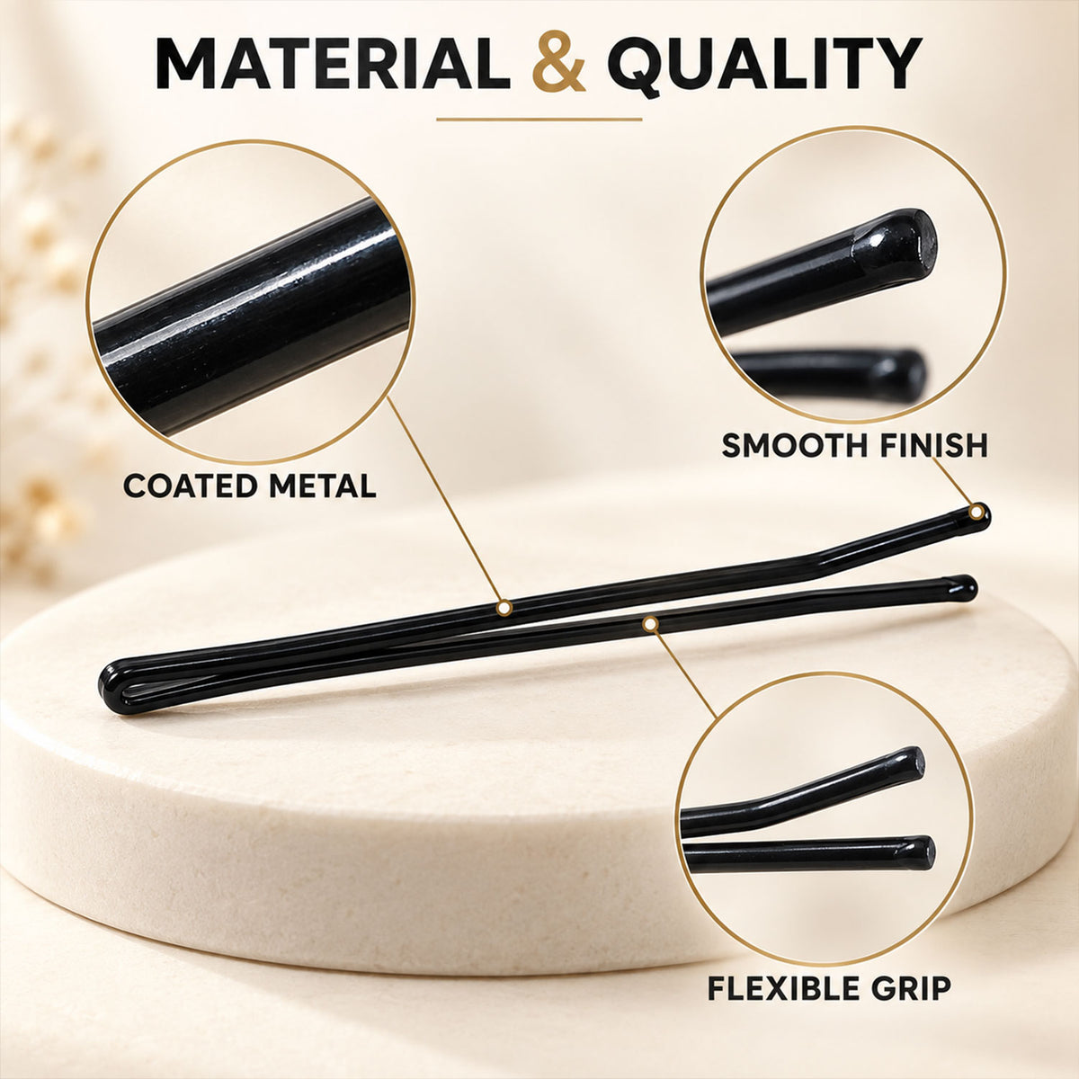 Metal Hair Pins with Rounded Tips for Bun Updo and Everyday Hair Styling (40 Pc)