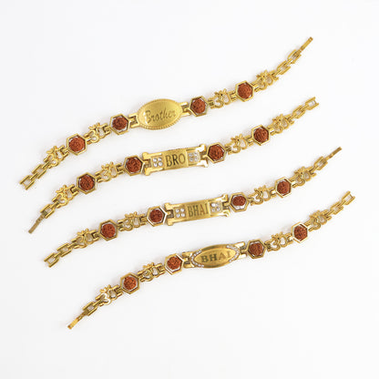 Metal Rakhi Bracelet for Brother Om Design Rakhi with Rudraksh (Mix Design \ 1 Pc)