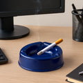 Dark Blue Plastic Ashtray – Durable Smokeless 3-Slot Design