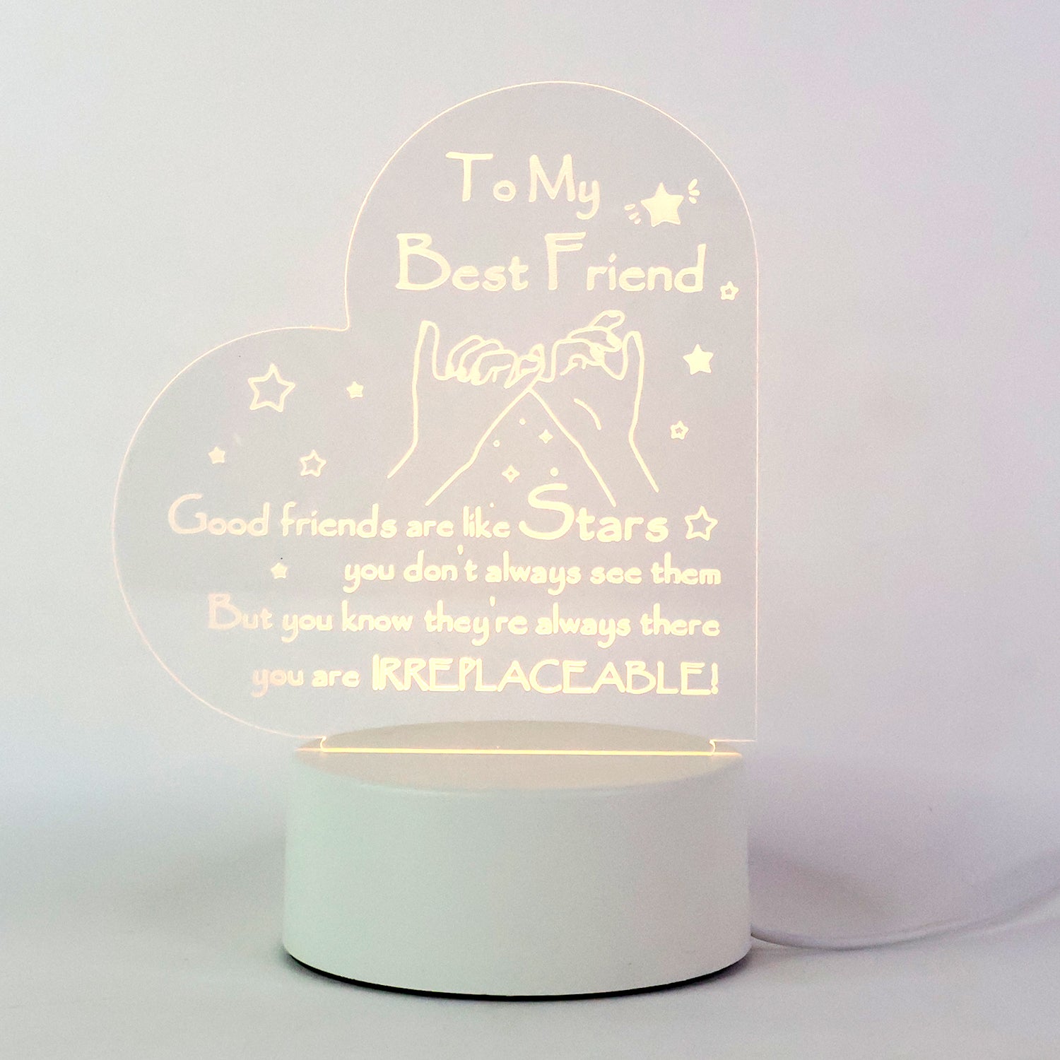 Heart Shape 3D LED Acrylic Night Lamp (1 Pc)