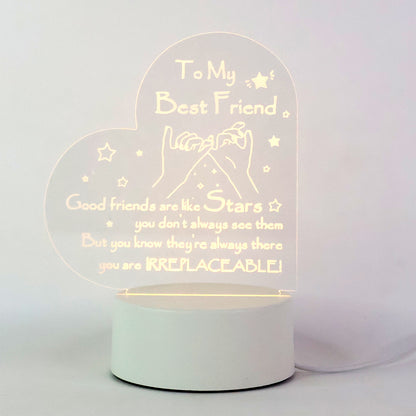 Heart Shape 3D LED Acrylic Night Lamp (1 Pc)