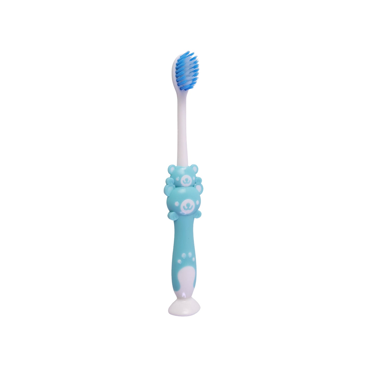Close-up of a kids' toothbrush head with soft bristles