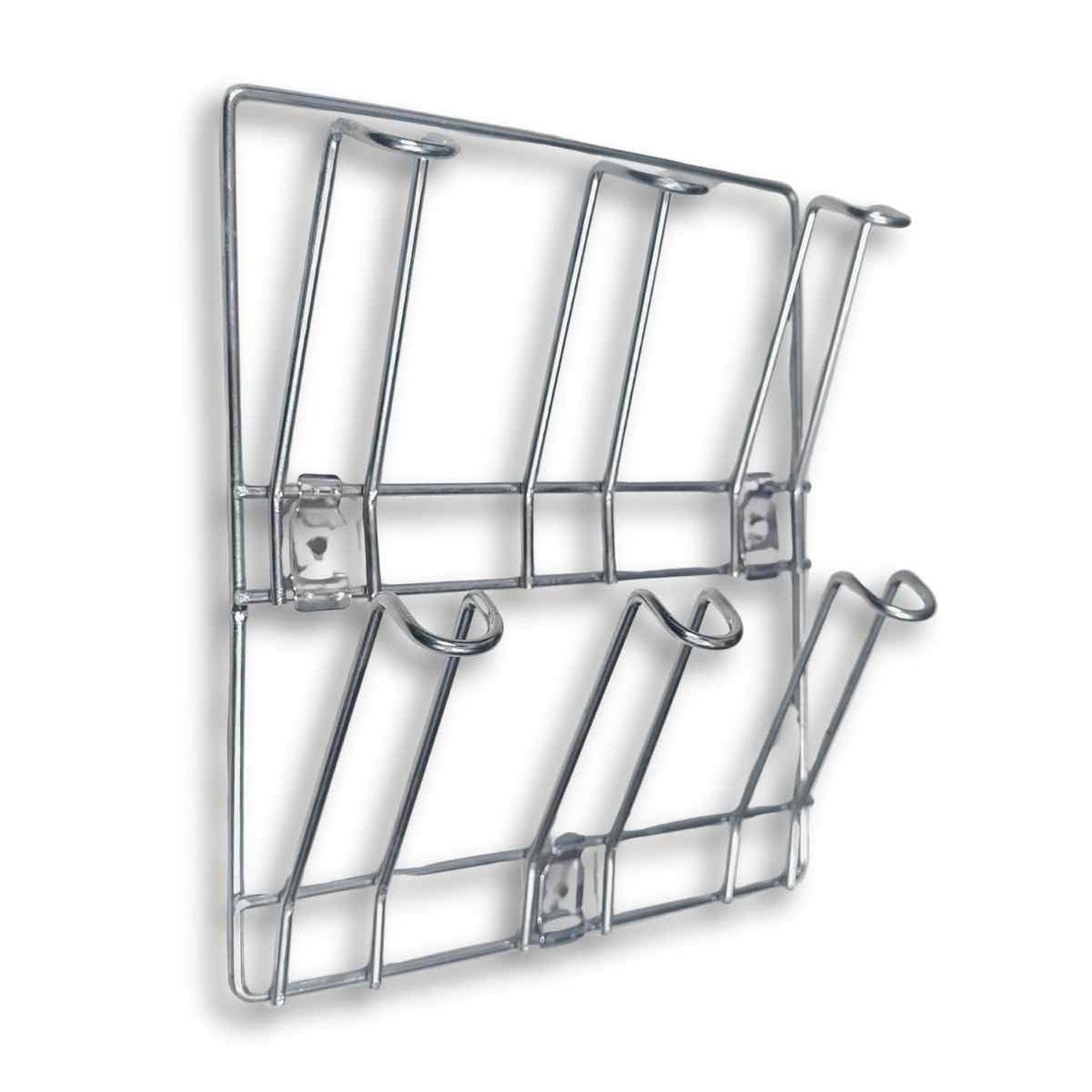 Stainless steel mug rack mounted on wall