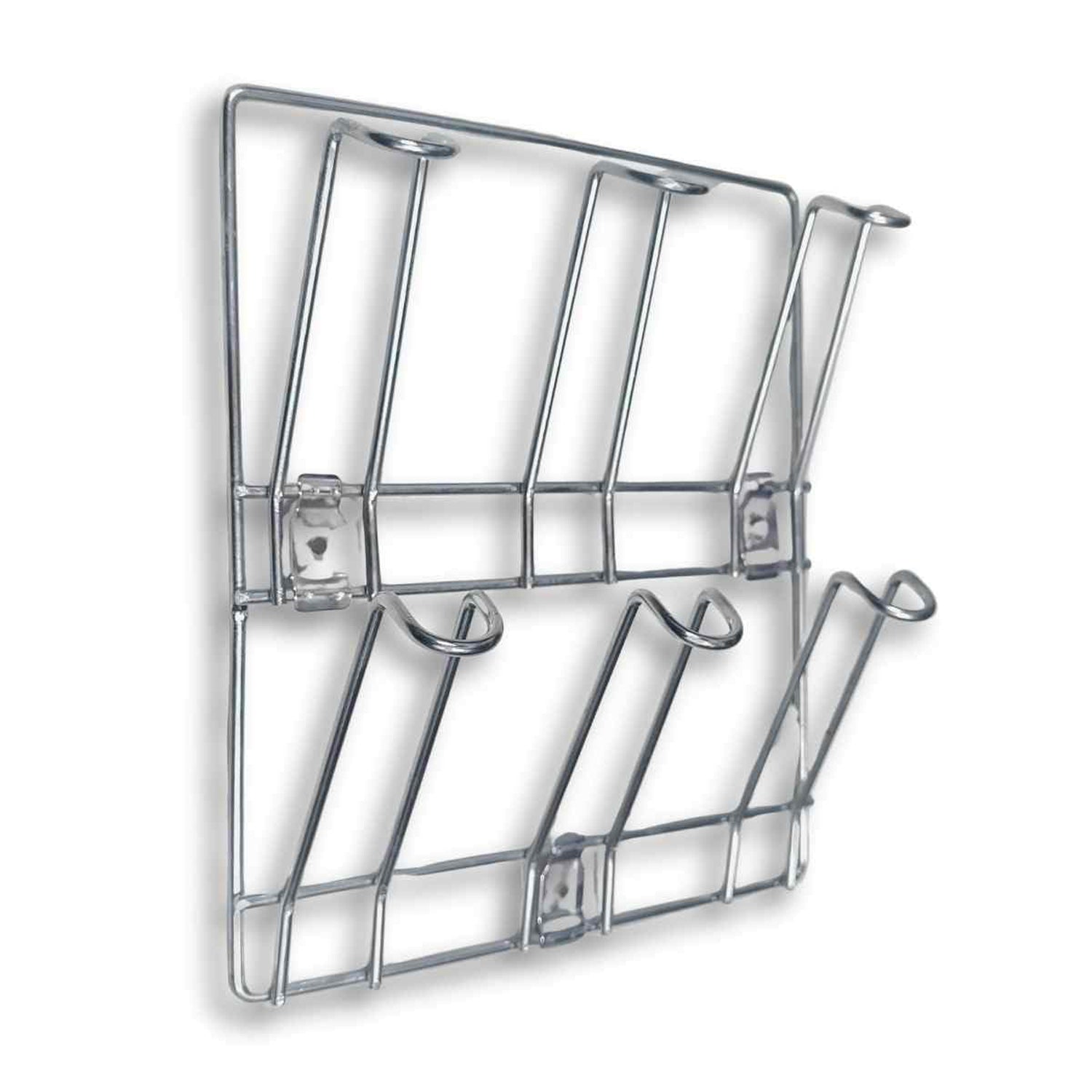 Stainless steel mug rack mounted on wall