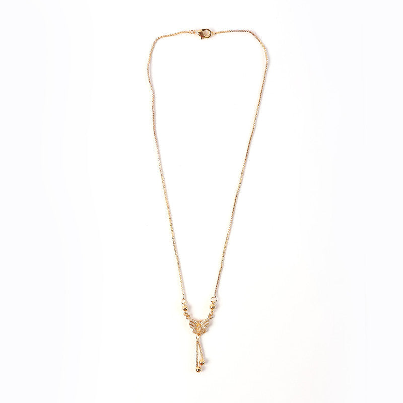 Butterfly Drop Pendant Necklace – Elegant Gold-Plated Chain for Women