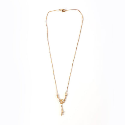 Butterfly Drop Pendant Necklace – Elegant Gold-Plated Chain for Women