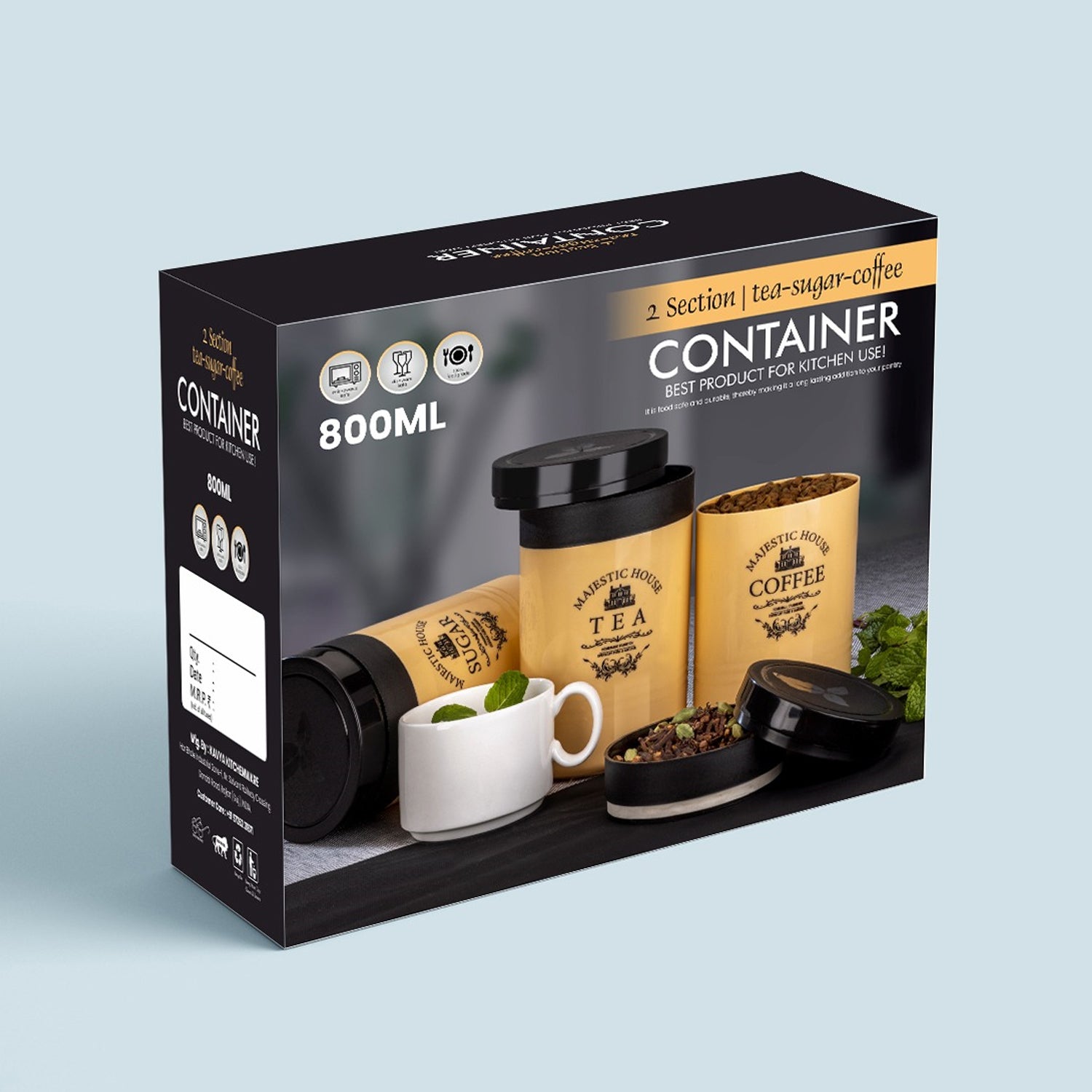 Airtight Containers – For Tea, Coffee, Sugar & More (3 Pcs Set)