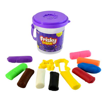 Frisky Dough Modelling Clay Set – 12 Multicolor Dough Sticks with Shape Cutters in Storage Bucket