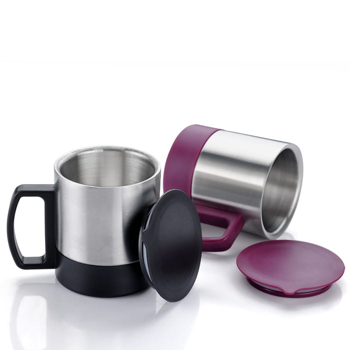 Stainless Steel Coffee/Tea Cup, Stainless Steel Lid Cover Hot Coffee/Tea Mug Hot Insulated Double Wall Stainless Steel, Coffee and Milk Cup with Lid & Handle Easy To Carry - Coffee Cup (1 Pc)